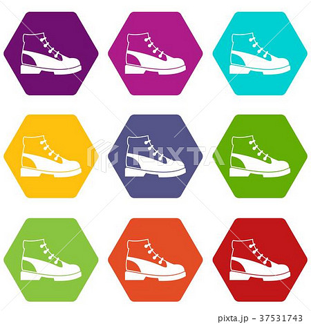 Men oxfords icon set color hexahedron Men oxfords icon set color hexahedron 37531743