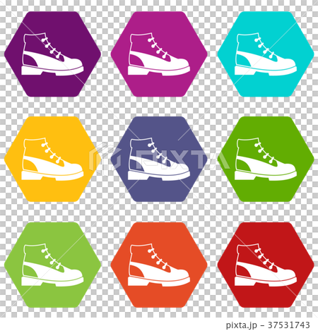 Men oxfords icon set color hexahedron Men oxfords icon set color hexahedron 37531743