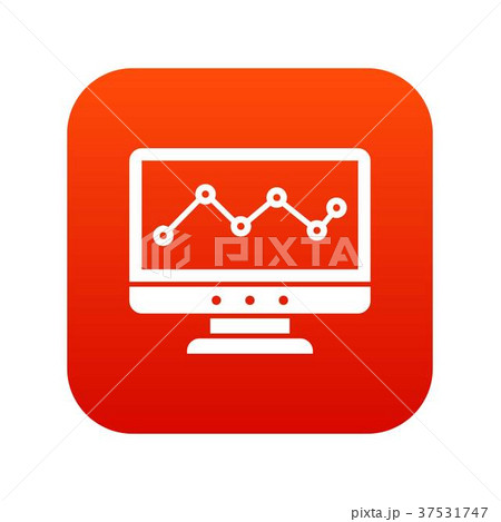 Graph in computer screen icon digital red Graph in computer screen icon digital red 37531747