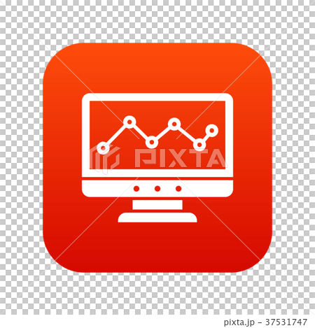 Graph in computer screen icon digital red Graph in computer screen icon digital red 37531747