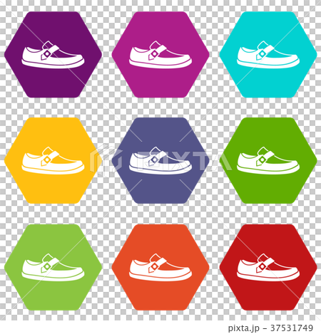 Men moccasin icon set color hexahedron 37531749