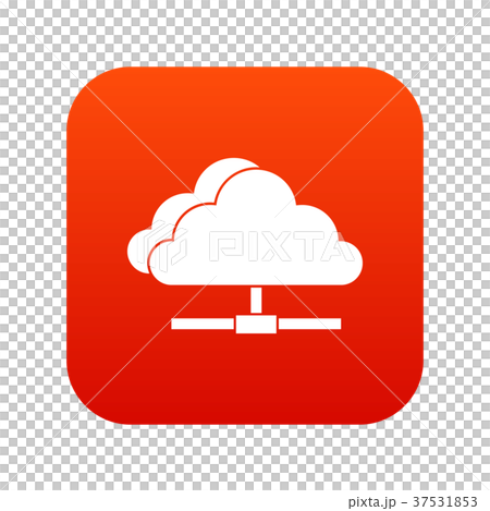 Cloud computing connection icon digital red - Stock Illustration ...