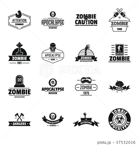 Zombie logo icons set, simple style 37532016
