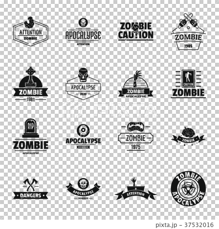 Zombie logo icons set, simple style 37532016