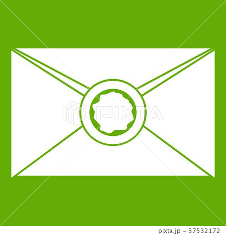 Envelope with wax seal icon green Envelope with wax seal icon green 37532172