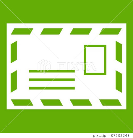 Postage envelope with stamp icon green 37532243