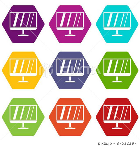 TV icon set color hexahedron TV icon set color hexahedron 37532297