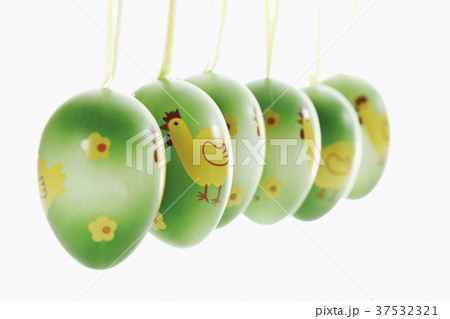 Green Easter eggs with hanging loops 37532321