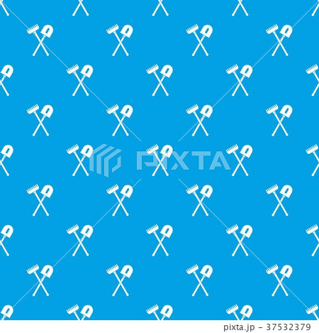 Shovel and rake pattern seamless blue 37532379