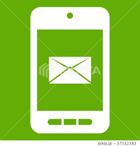 Smartphone with email symbol on the screen icon green Smartphone with email symbol on the screen icon green 37532383