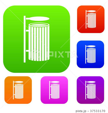 Public trash can set color collection Public trash can set color collection 37533170