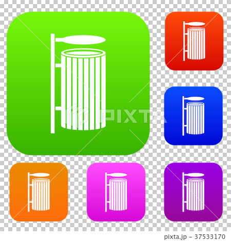 Public trash can set color collection Public trash can set color collection 37533170