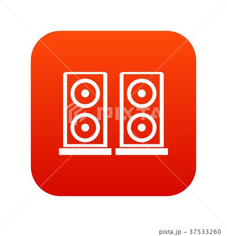 Music speakers icon digital red Music speakers icon digital red 37533260
