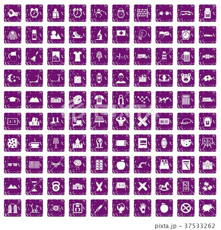 100 alarm clock icons set grunge purple 37533262