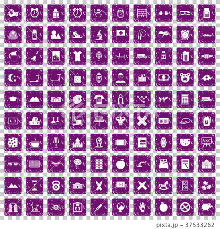 100 alarm clock icons set grunge purple 37533262