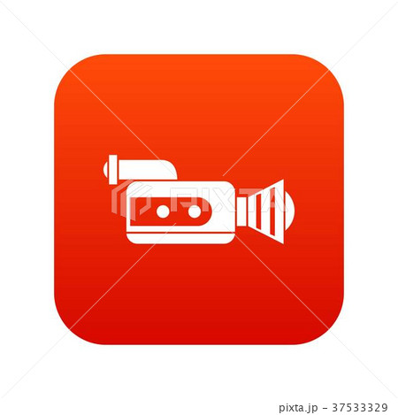 Retro camera icon digital red 37533329