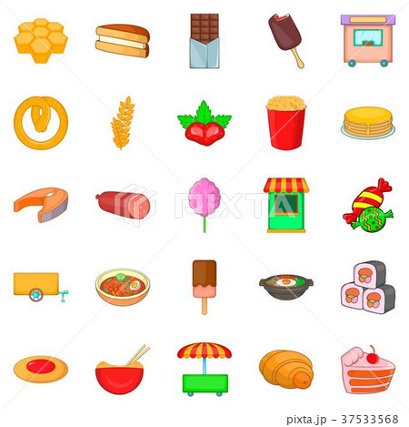 Street sweets icons set, cartoon style Street sweets icons set, cartoon style 37533568