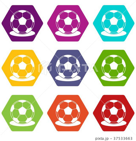 Soccer ball icon set color hexahedron Soccer ball icon set color hexahedron 37533663