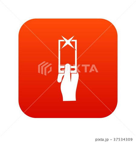 Hand photographs on smartphone icon digital red Hand photographs on smartphone icon digital red 37534309