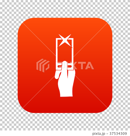Hand photographs on smartphone icon digital red Hand photographs on smartphone icon digital red 37534309