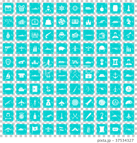 100 combat vehicles icons set grunge blue 37534327