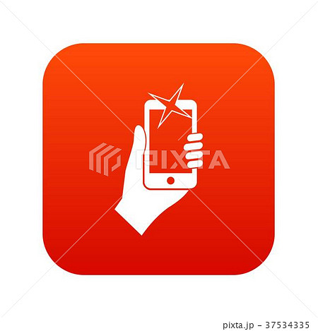 Hand photographed on mobile phone icon digital red 37534335