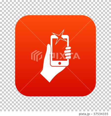Hand photographed on mobile phone icon digital red 37534335