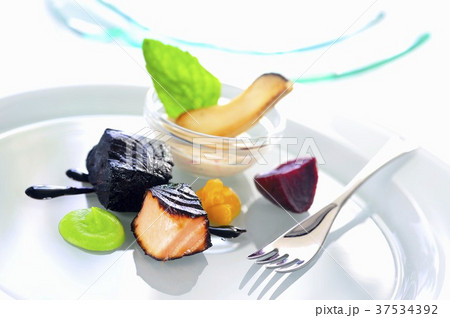 Blackened salmon with soy glaze Blackened salmon with soy glaze 37534392