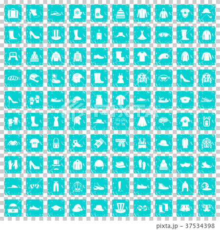 100 clothing and accessories icons set grunge blue 37534398