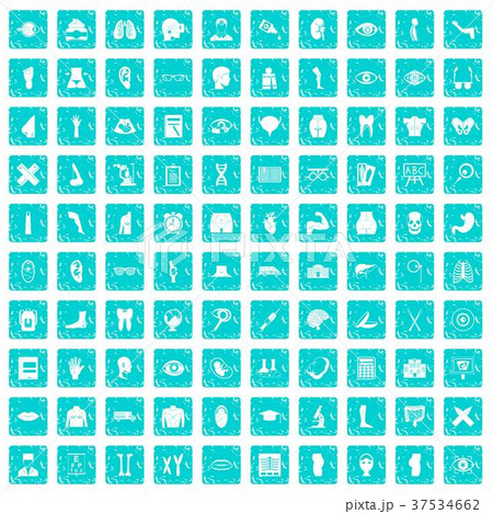 100 anatomy icons set grunge blue 100 anatomy icons set grunge blue 37534662