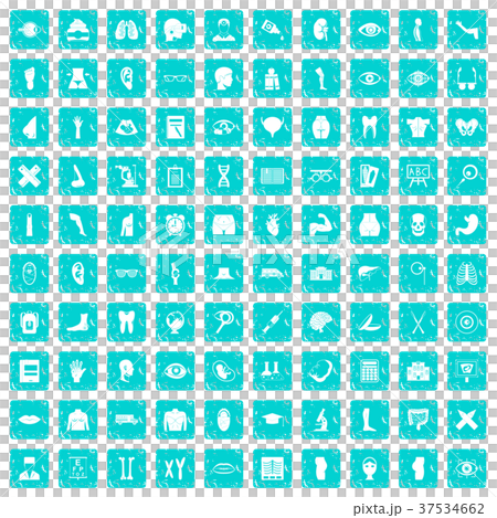 100 anatomy icons set grunge blue 100 anatomy icons set grunge blue 37534662