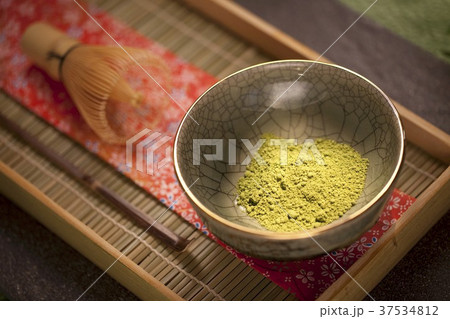 Japanese Matcha Green Tea Powder in a Ceremonial Matcha Bowl Japanese Matcha Green Tea Powder in a Ceremonial Matcha Bowl 37534812