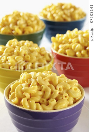 Colorful Bowls of Macaroni and Cheese Colorful Bowls of Macaroni and Cheese 37535141