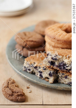 Baked Goods; Molasses Ginger Cookies, Blueberry Cake and Old Fashioned Donuts 37535367