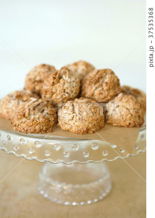 Coconut Almond Macaroons on a Pedestal Dish 37535368