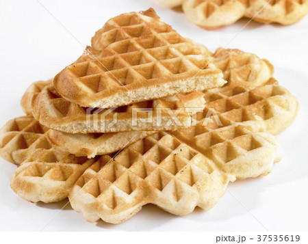 A stack of heart-shaped waffles 37535619