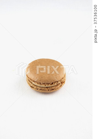 A Single Earl Grey Macaroon on a White Background 37536100