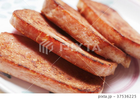 Slices of Pan Fried Spam 37536225