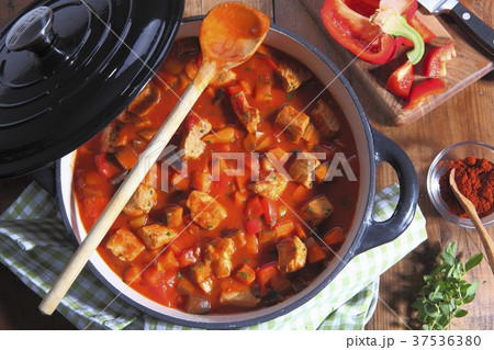 Hungarian goulash in a pot 37536380