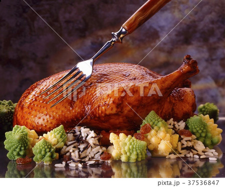 Roast duck on romanesco and wild rice Roast duck on romanesco and wild rice 37536847