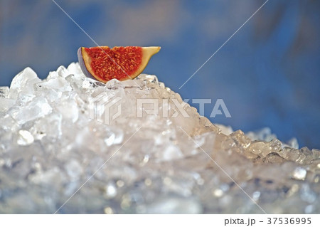 Piece of fresh fig on crushed ice 37536995
