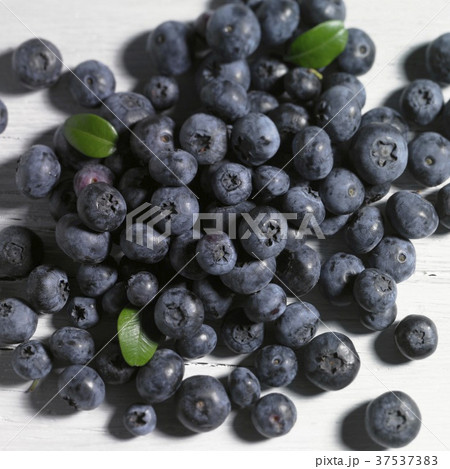 Lots of blueberries with leaves (top view) 37537383