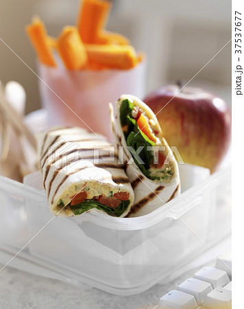 Hummus and tomato wraps for lunch Hummus and tomato wraps for lunch 37537677