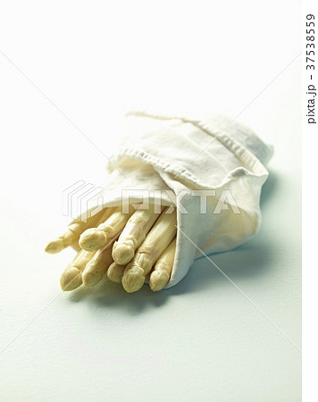 Peeled white asparagus wrapped in a cloth Peeled white asparagus wrapped in a cloth 37538559