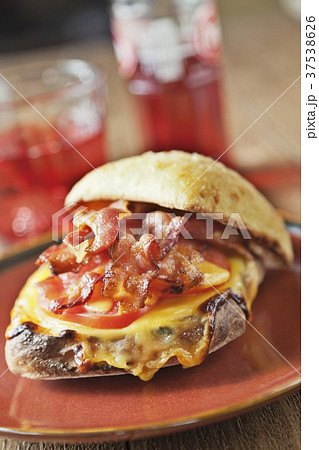 Grilled Cheese, Tomato and Bacon on a Ciabatta Roll 37538626