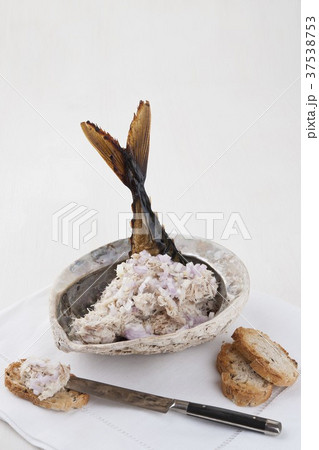 Mackerel pate in a shell garnished with a mackerel tail Mackerel pate in a shell garnished with a mackerel tail 37538753