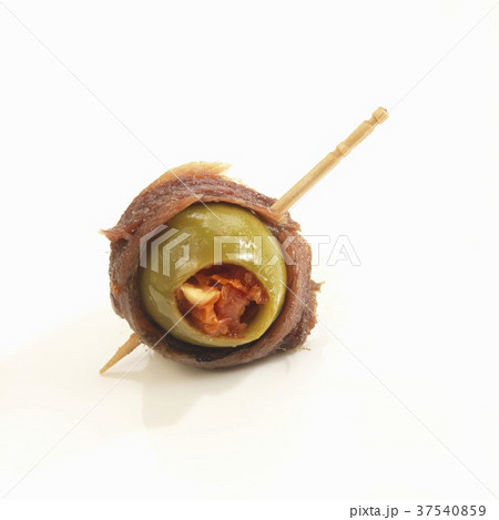 Stuffed Olive Wrapped in Anchovy with a Toothpick 37540859