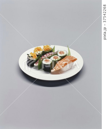 Various types of sushi on a plate 37542268