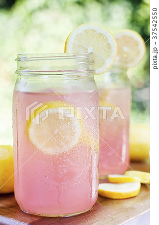Pink Lemonade in Mason Jars 37542550