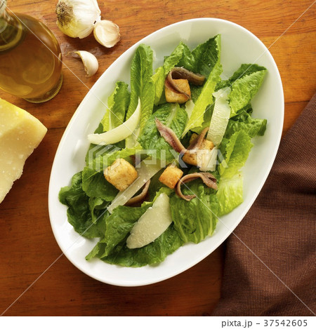 Bowl of Caesar Salad with Anchovies 37542605